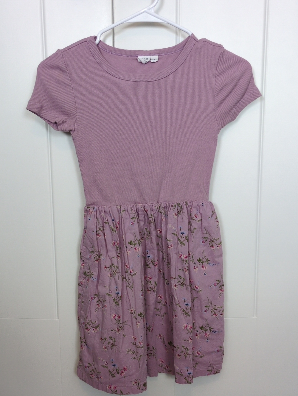 Gap Kids Girls Medium 8 Floral Ribbed Short Sleeve Dress